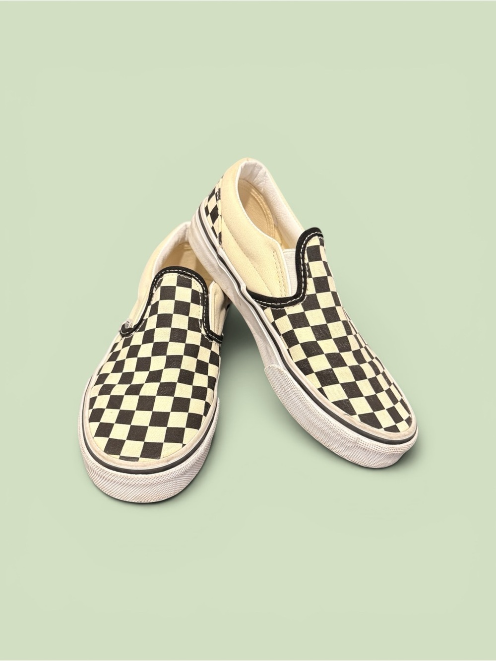 Vans Kids Slip-On Checkerboard Canvas Sneakers - Black & Cream